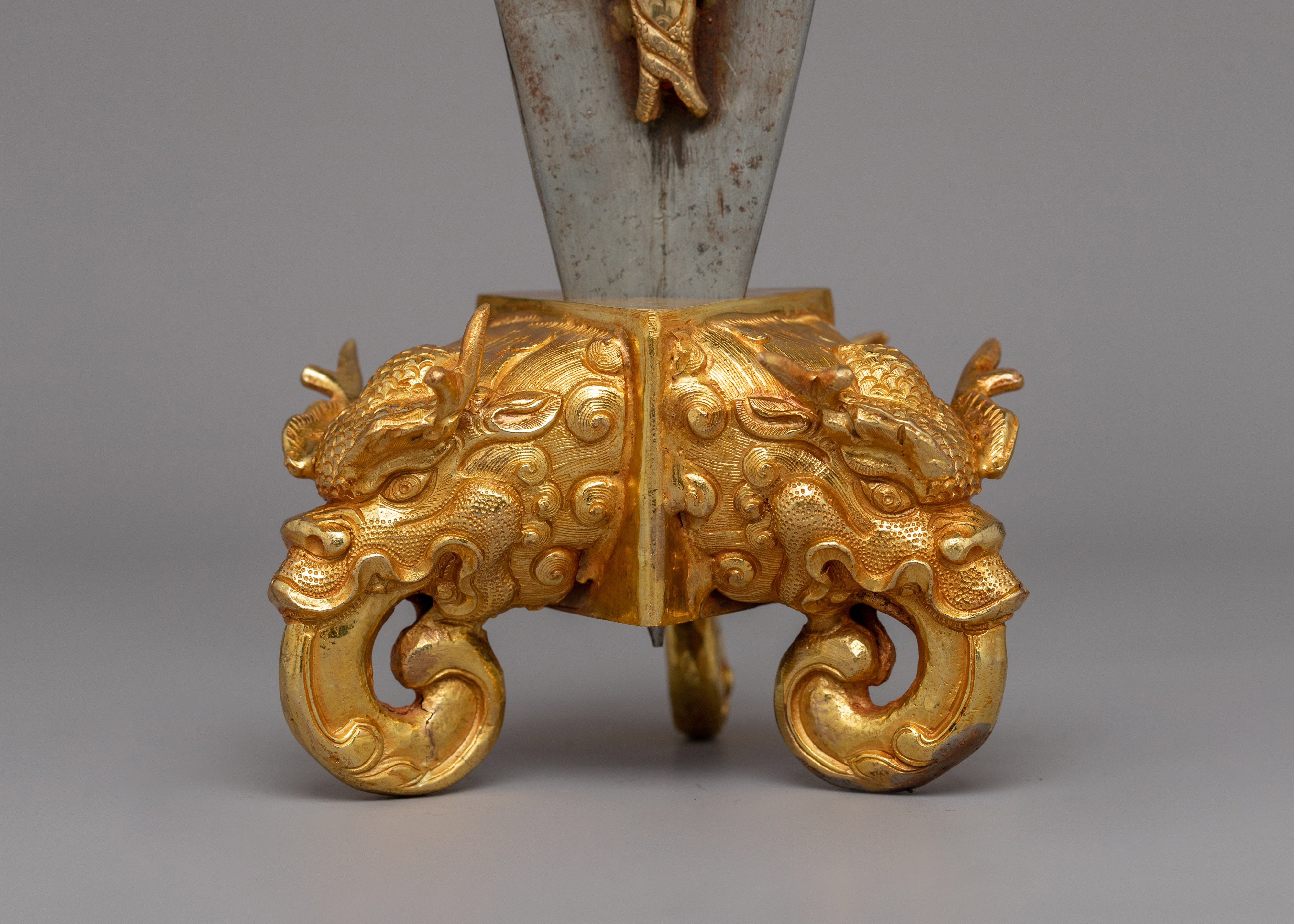 Buddhist Phurba with Iron Blade | Gold-Plated Copper Ritual Dagger