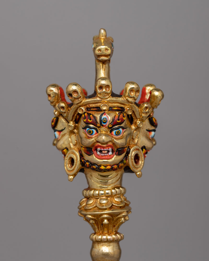 Buddhist Phurba with Iron Blade | Gold-Plated Copper Ritual Dagger