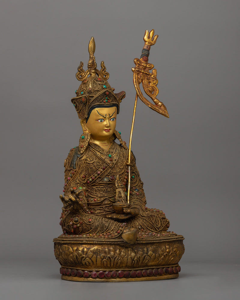 Gold-Plated Pema Jhyungne Statue | Guru Rinpoche Sculpture