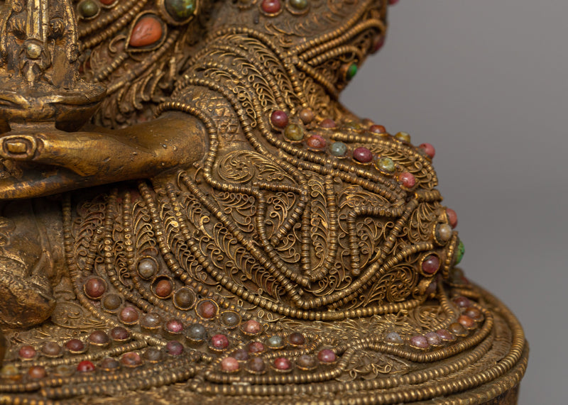 Gold-Plated Pema Jhyungne Statue | Guru Rinpoche Sculpture