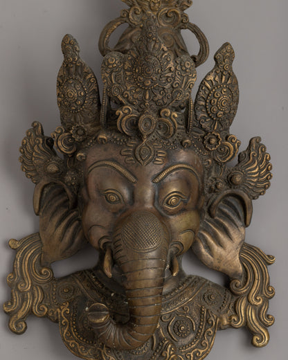 Ganesha Wall Art Mask | Symbol of Wisdom, Prosperity, and Protection