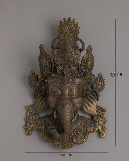 Ganesha Wall Art Mask | Symbol of Wisdom, Prosperity, and Protection