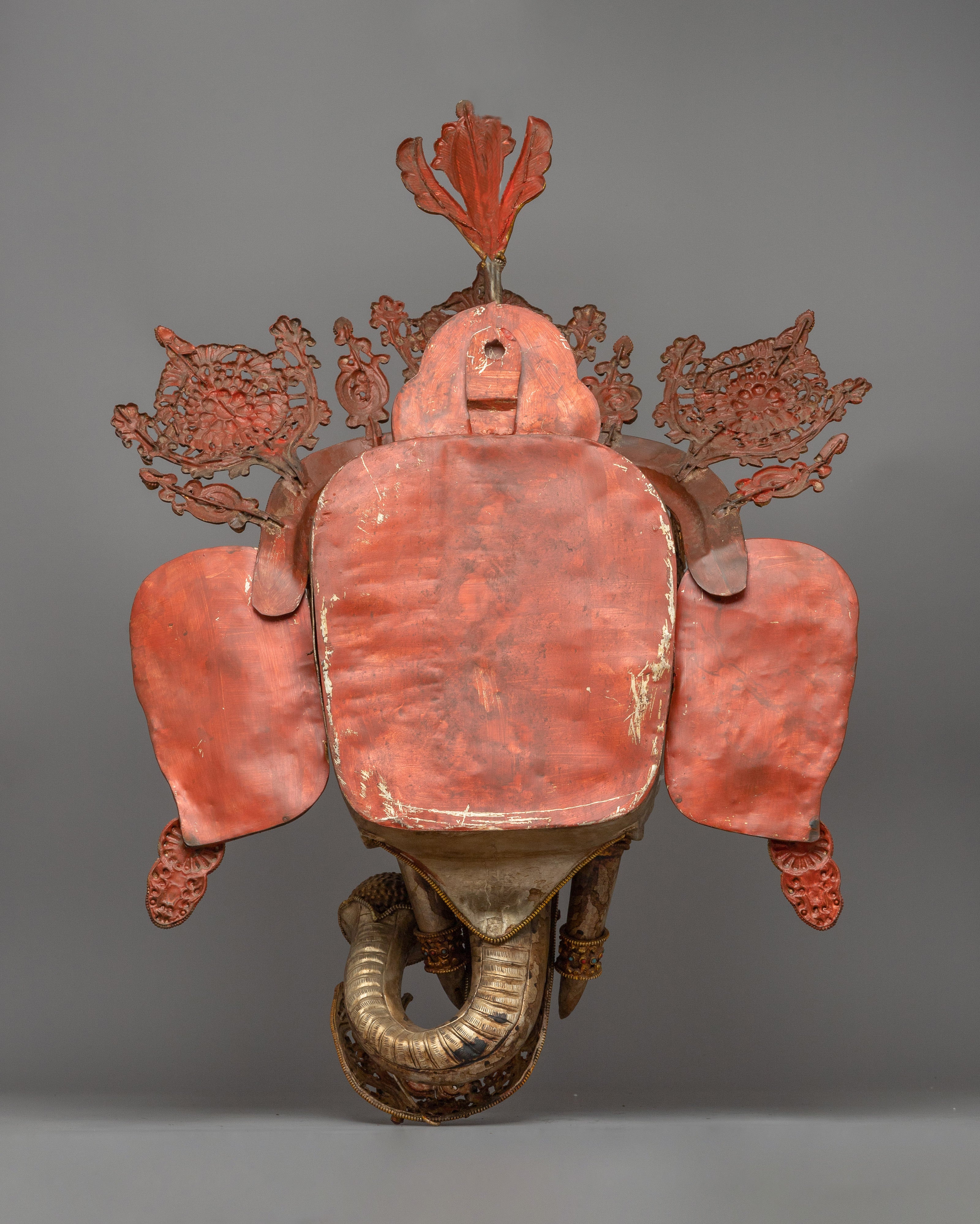 Gold Plated Elephant Headed Deity Mask | Tibetan Craft