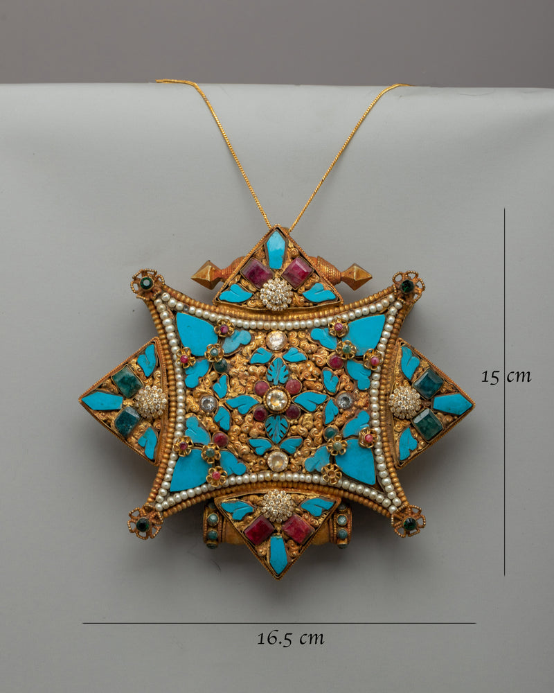 Gold-Plated Tibetan Ghau Locket | Sacred Buddhist Prayer Amulet