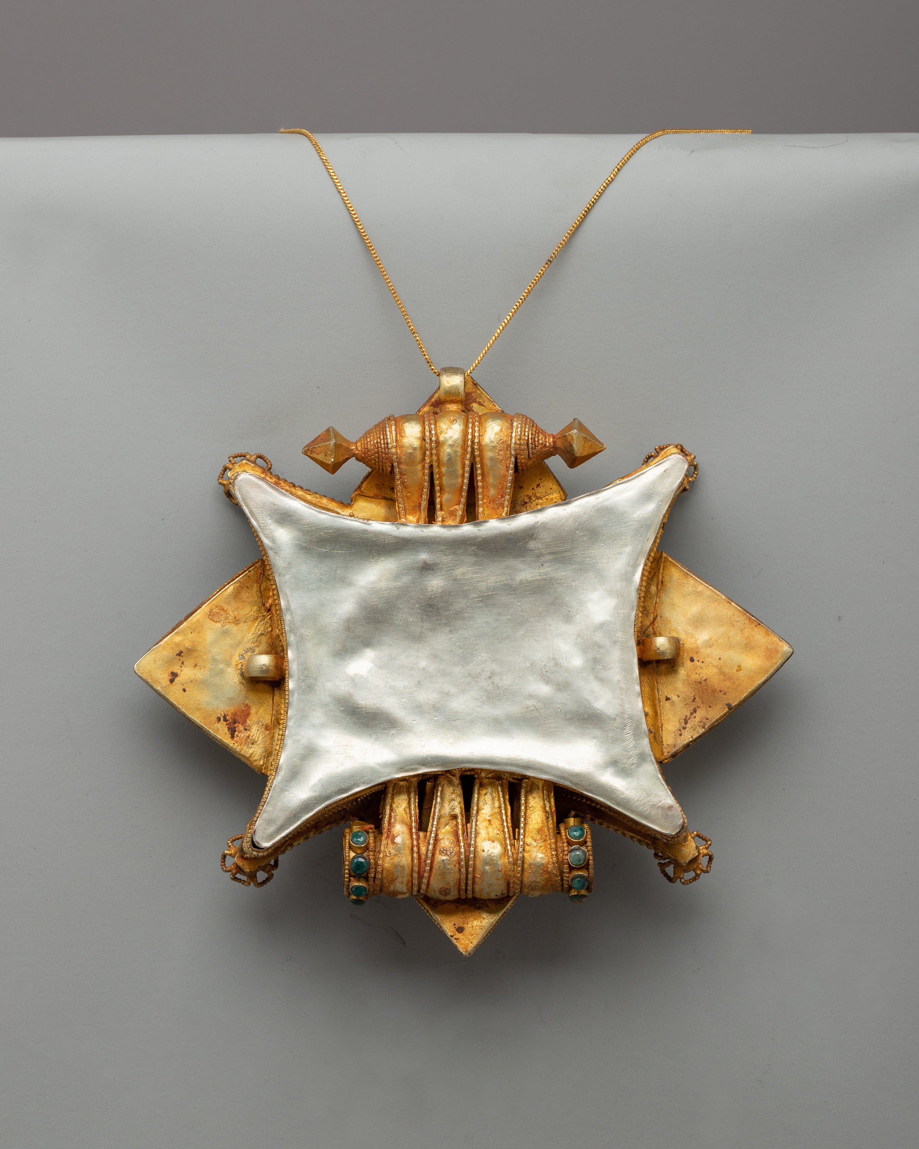 Gold-Plated Tibetan Ghau Locket | Sacred Buddhist Prayer Amulet