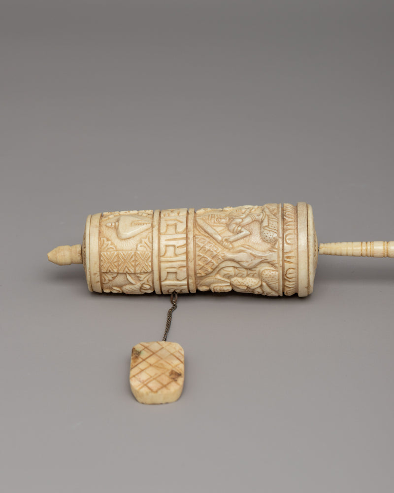 Handmolded Prayer Wheel | A Buffalo Bone Tibetan Mani Wheel