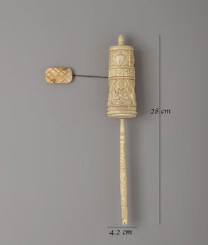 Handmolded Prayer Wheel | A Buffalo Bone Tibetan Mani Wheel