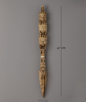 Handcarved Nine Face Phurba | A Sacred Tibetan Buffalo Bone Ritual Dagger