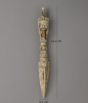 Religious Phurba Ritual Tool | A Handcrafted Buffalo Bone Tibetan Dagger