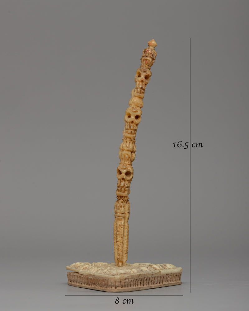 Handcrafted Phurba with Stand | A Buffalo Bone Tibetan Ritual Dagger