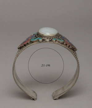 White Metal with Gemstone Bracelet | Spiritual Gemstone Jewelry