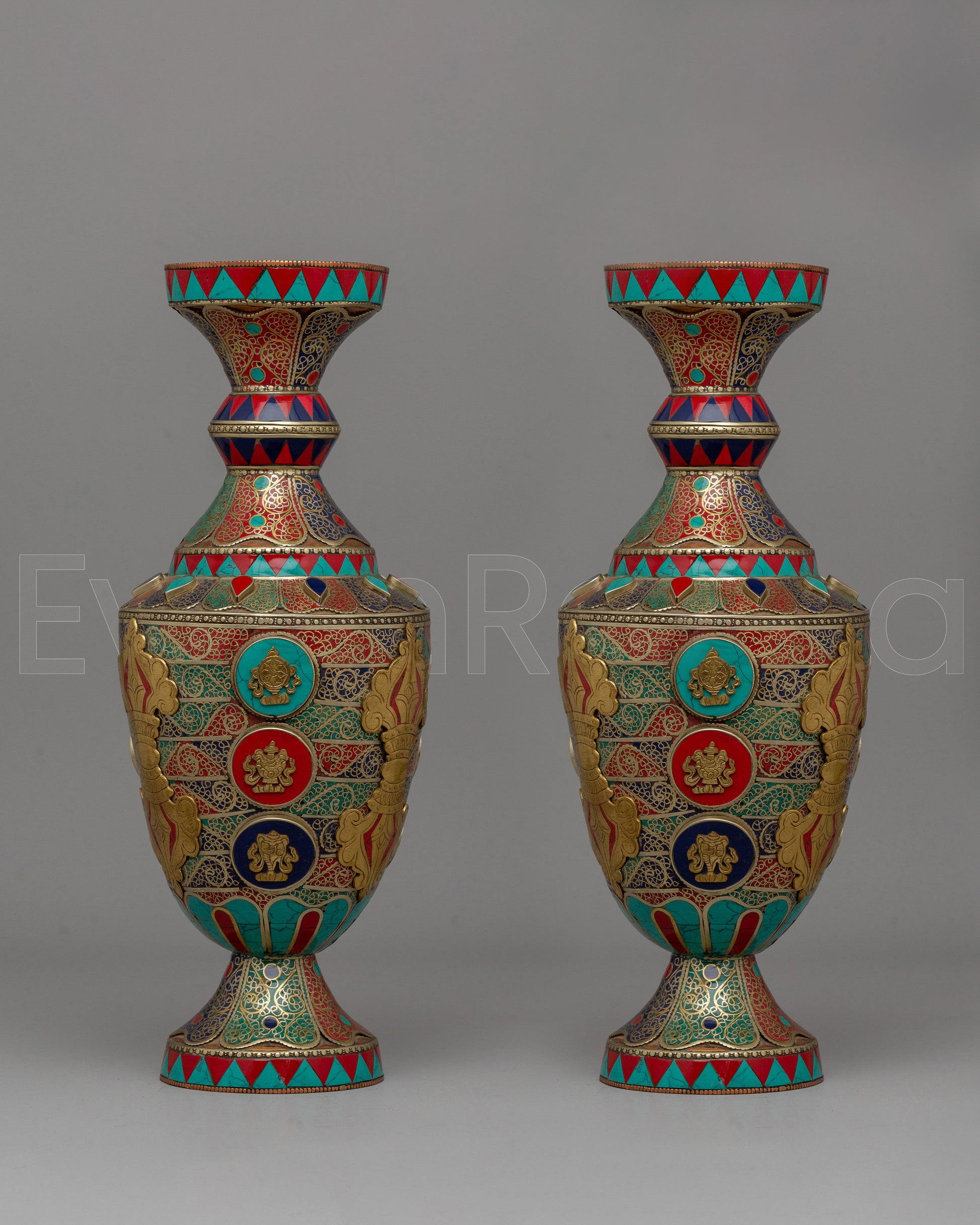 Handcrafted Brass Flower Vase Pair