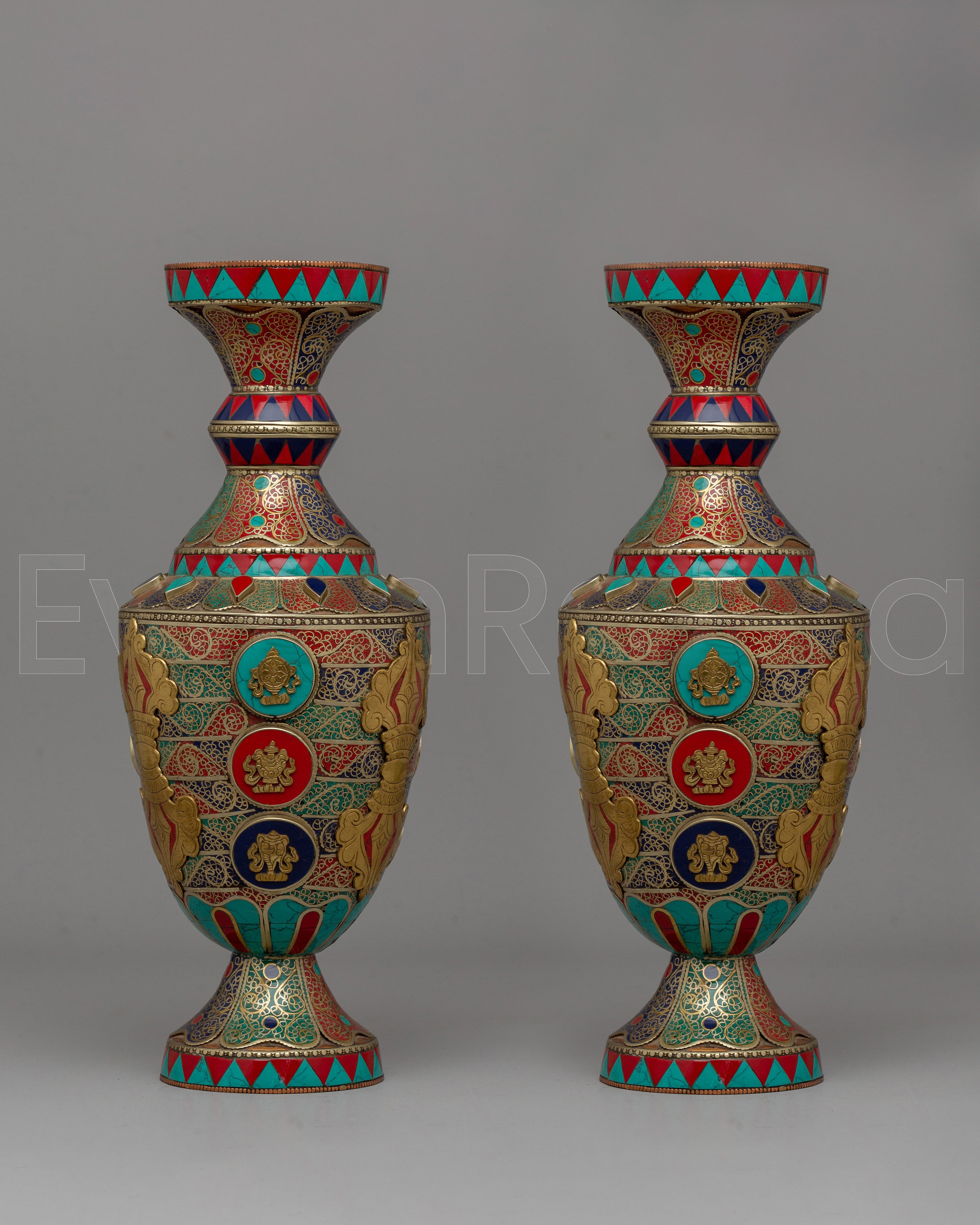 Handcrafted Brass Flower Vase Pair