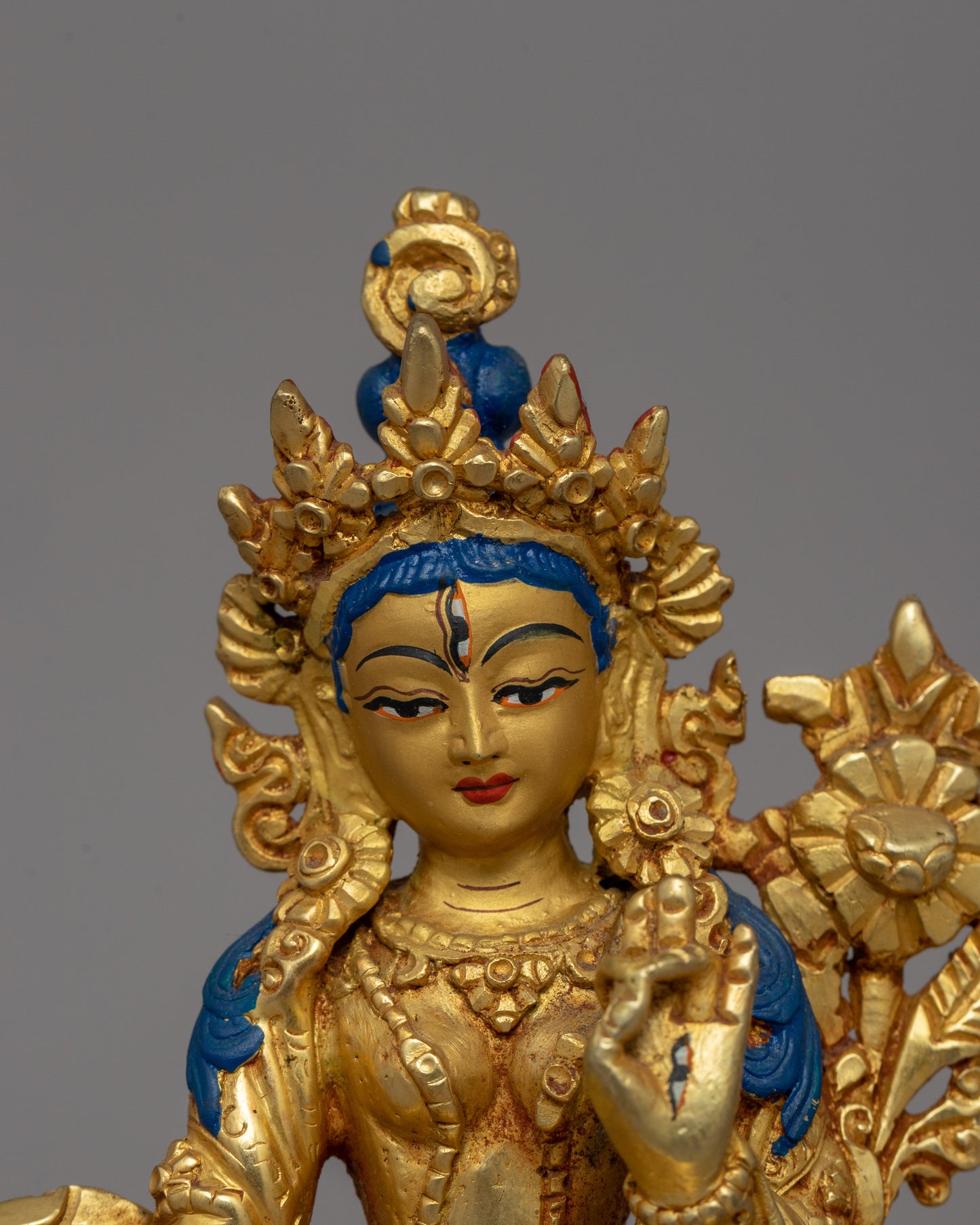 Electro Gold-Plated White Tara Statue | Goddess of Healing Longevity