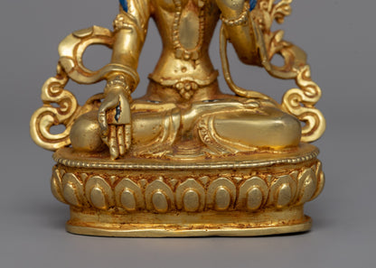 Electro Gold-Plated White Tara Statue | Goddess of Healing Longevity