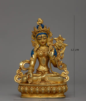 Electro Gold-Plated White Tara Statue | Goddess of Healing Longevity