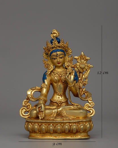 Electro Gold-Plated White Tara Statue | Goddess of Healing Longevity