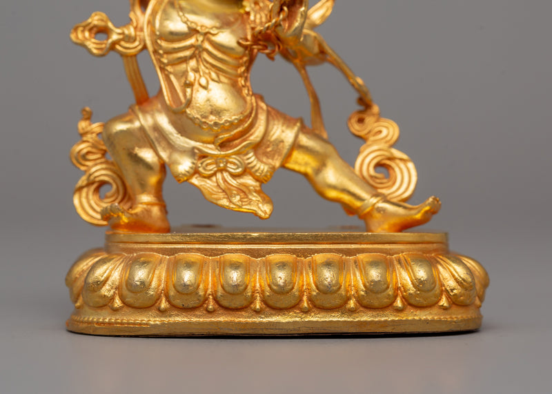 Gold Plated Vajrapani Statue | Handcrafted Buddhist Protector Deity