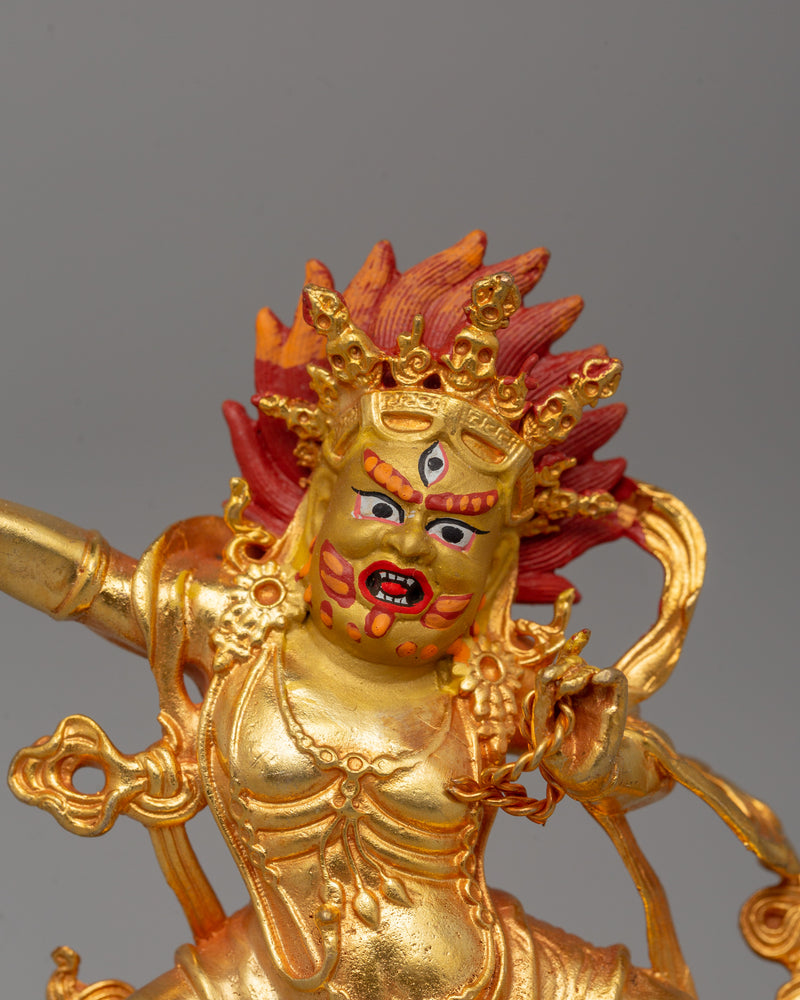 Gold Plated Vajrapani Statue | Handcrafted Buddhist Protector Deity