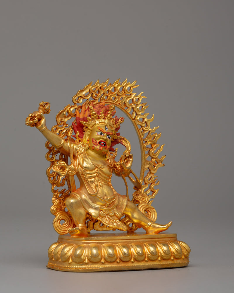 Gold Plated Vajrapani Statue | Handcrafted Buddhist Protector Deity