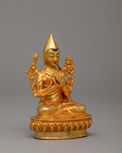 Gold-Plated Tsongkhapa Statue | Revered Tibetan Buddhist Master