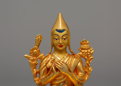 Gold-Plated Tsongkhapa Statue | Revered Tibetan Buddhist Master