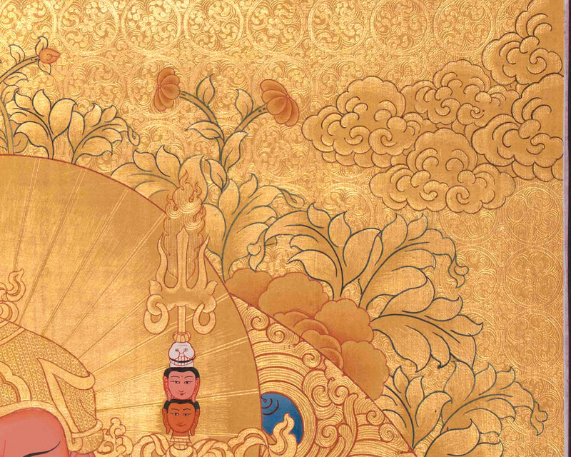Gold Guru Rinpoche Thangka | High-Quality Thangka Painting