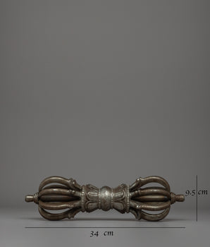 Handmade 9-Pronged Iron Vajra | Buddhist Ritual Tool for Meditation and Energy Work