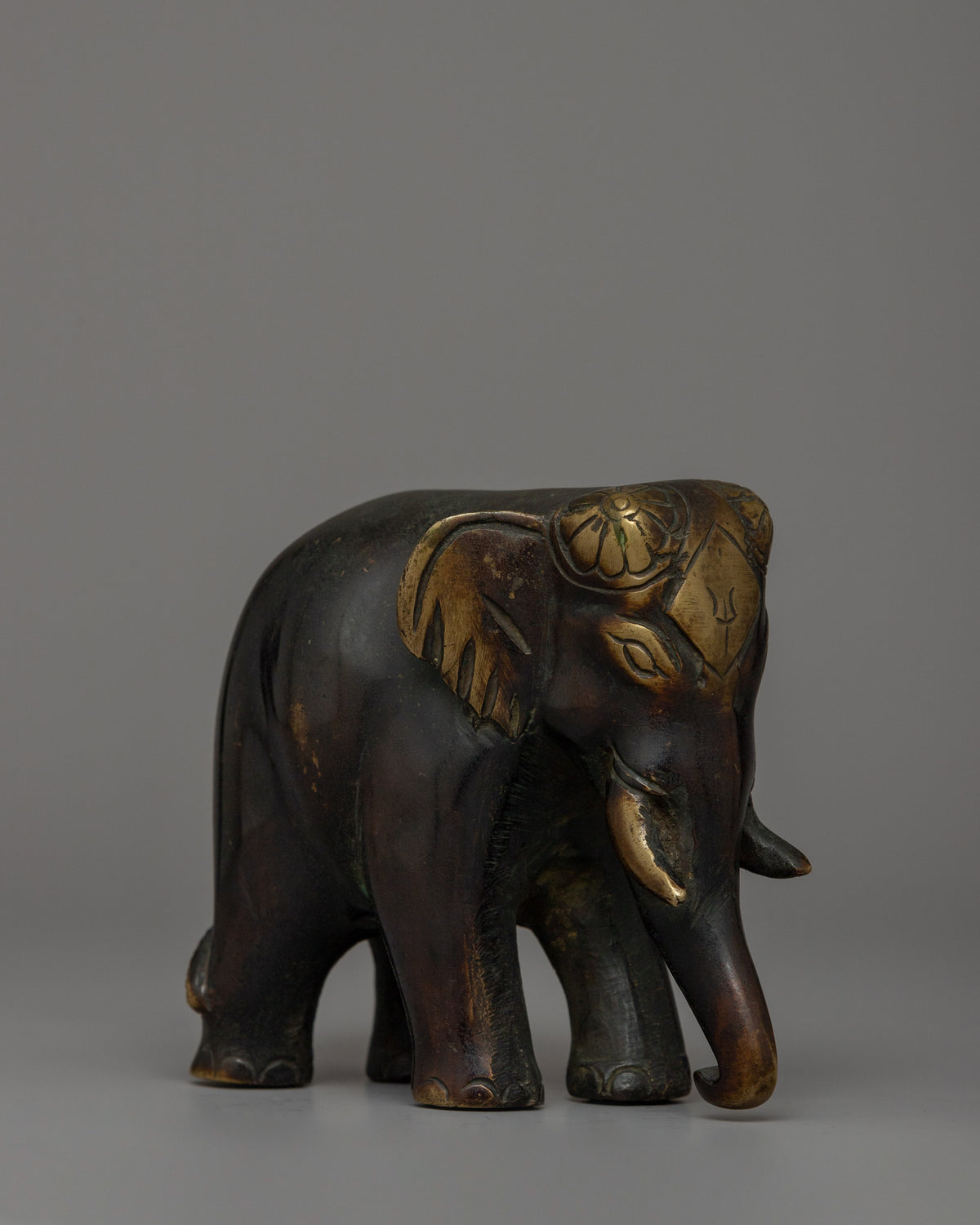 Small Bronze Elephant Statue | Handmade Decorative Statue for Desk or Shelf