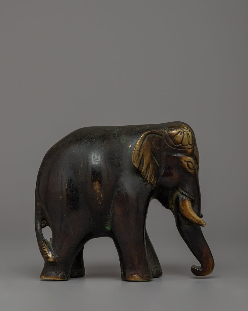 Small Bronze Elephant Statue | Handmade Decorative Statue for Desk or Shelf