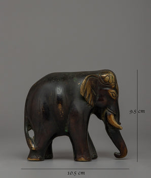 Small Bronze Elephant Statue | Handmade Decorative Statue for Desk or Shelf