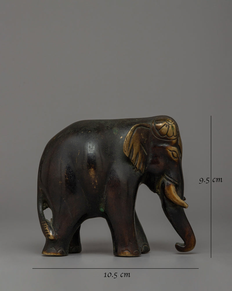 Small Bronze Elephant Statue | Handmade Decorative Statue for Desk or Shelf