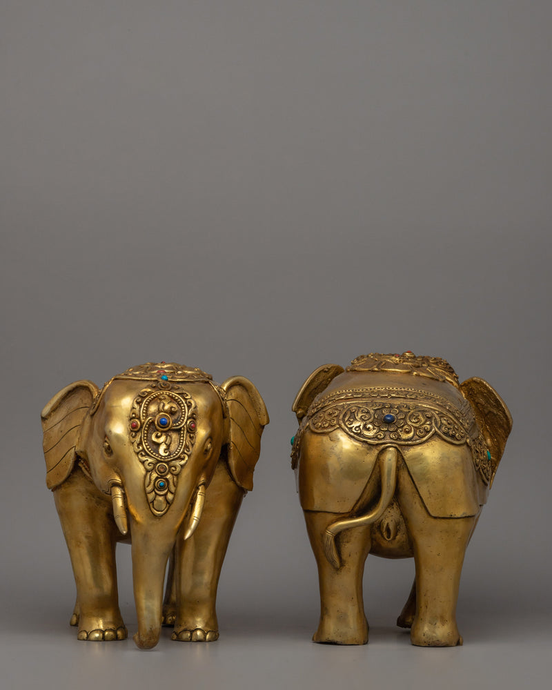 Pair of Copper Elephant Statue | Perfect Symbolic Decor for Home & Meditation Spaces