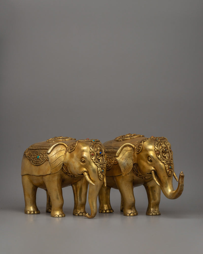 Pair of Copper Elephant Statue | Perfect Symbolic Decor for Home & Meditation Spaces