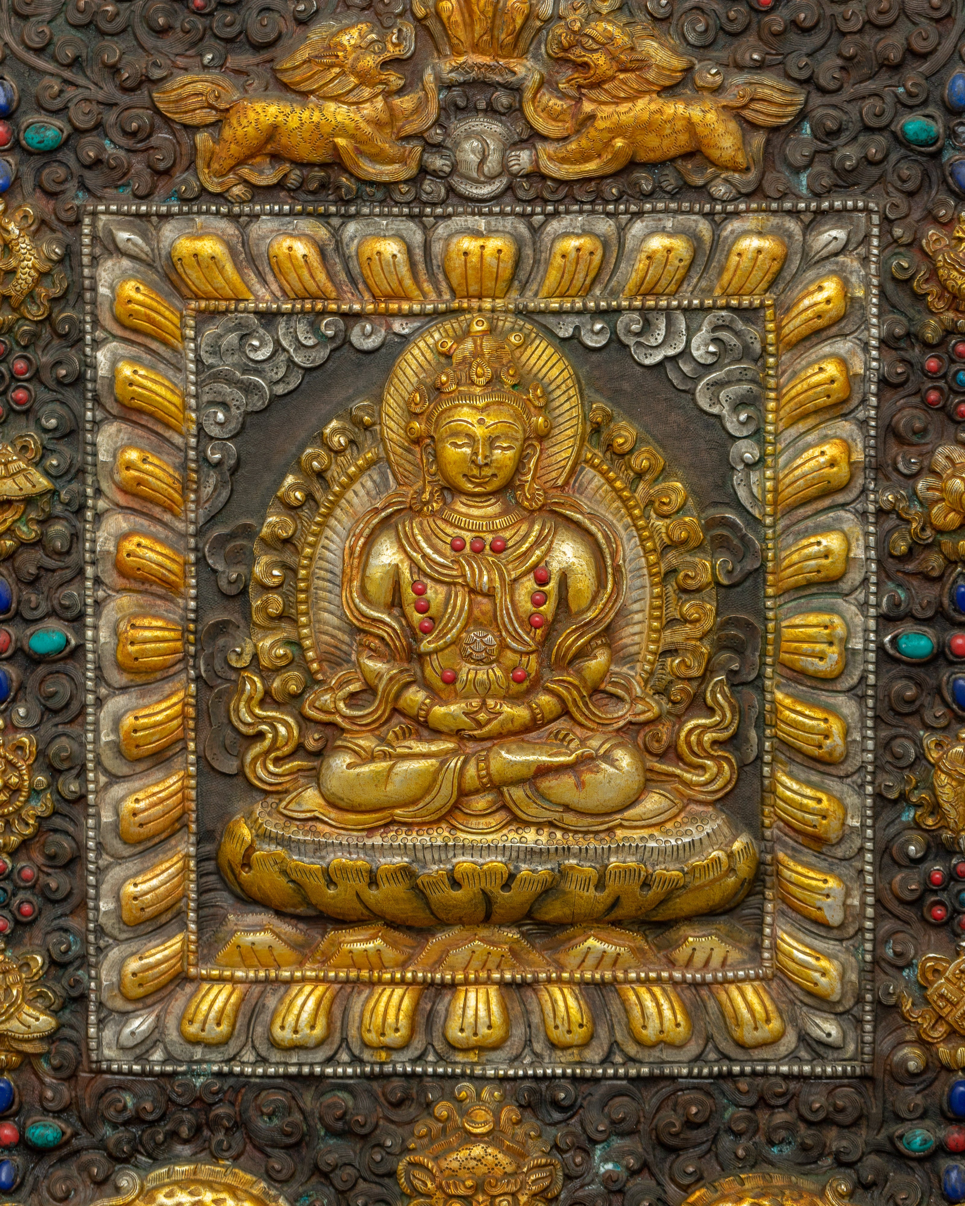 Amitayus Metal Thangka | A sacred Tibetan Buddhist wall art piece