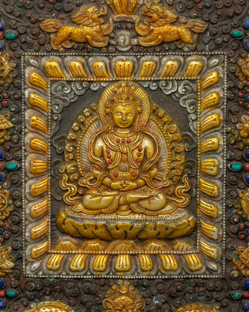 Amitayus Metal Thangka | A sacred Tibetan Buddhist wall art piece