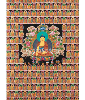 108 Seated Buddha Thangka | Yoga Meditation Canvas Art for your Peace and wellbeing