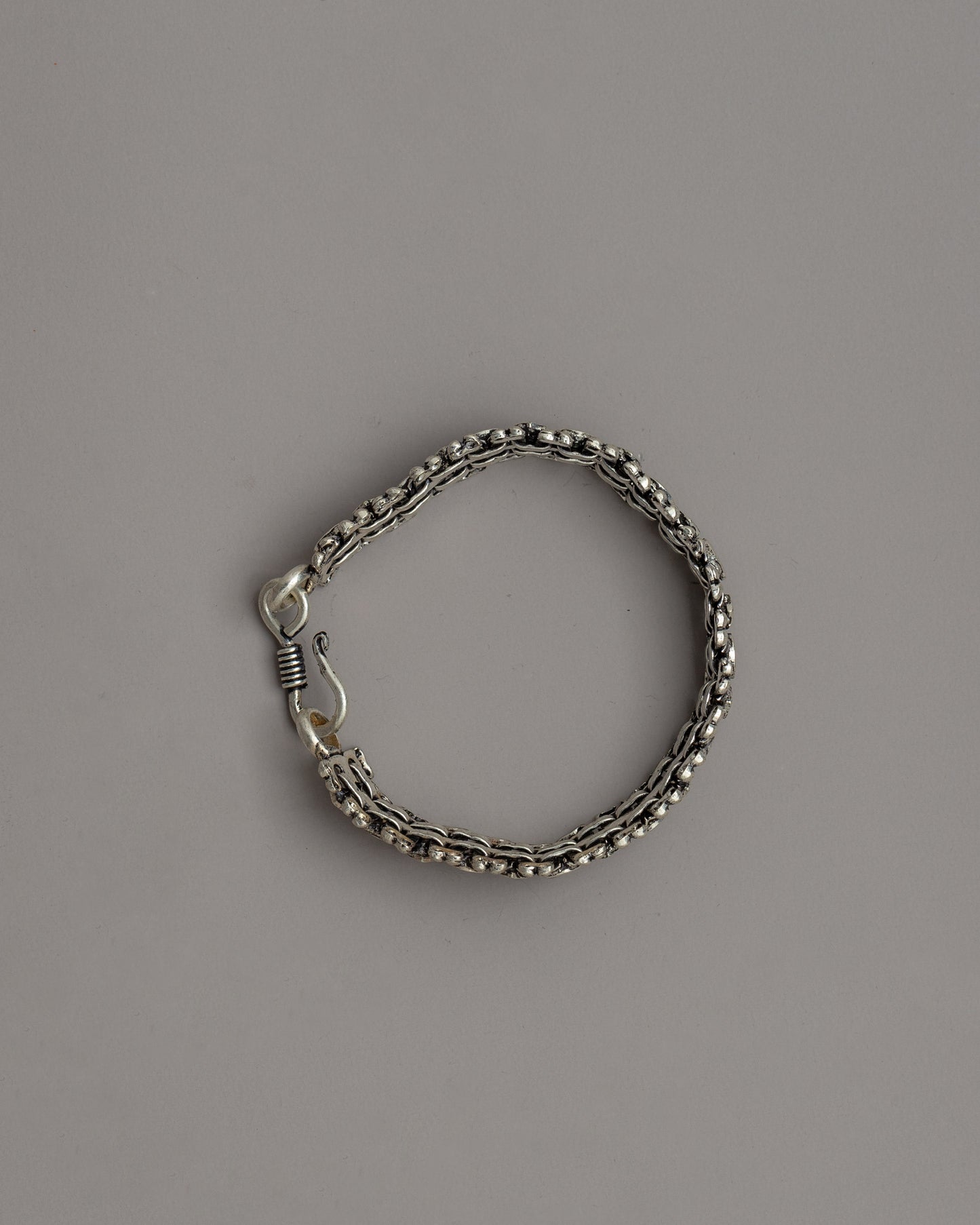 19.5 cm White Metal Bracelet | Handcrafted Himalayan Jewelry