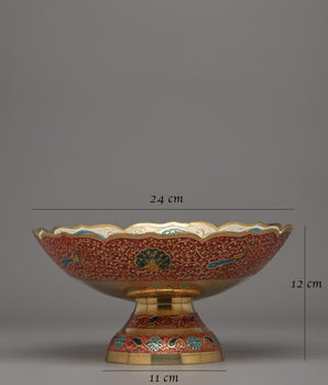Brass Food Tray for Altar | Handcrafted Color-Printed Ritual Offering Tray