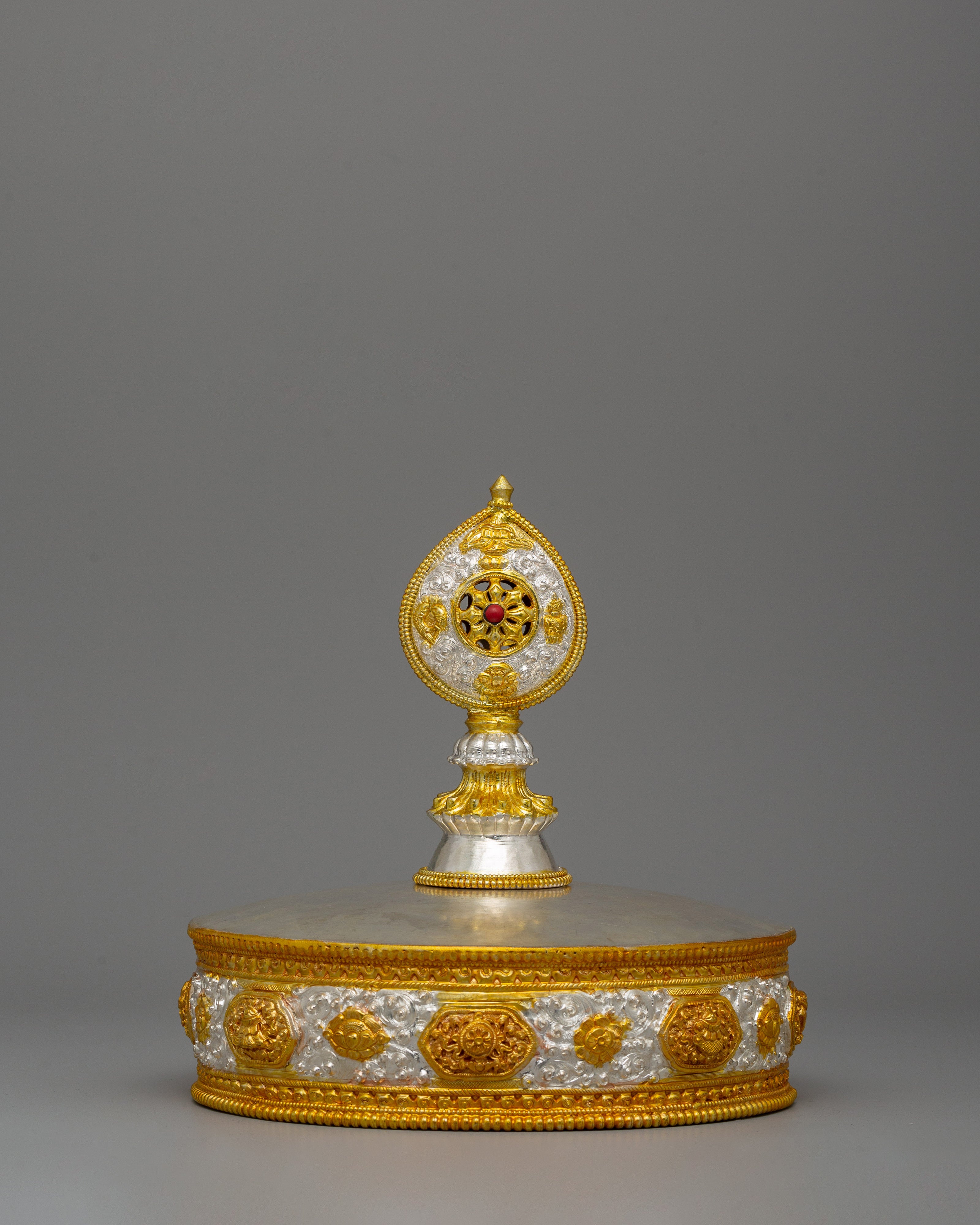 Traditional Mandala Offering Set Artwork |Gold Plated Ritual Craft