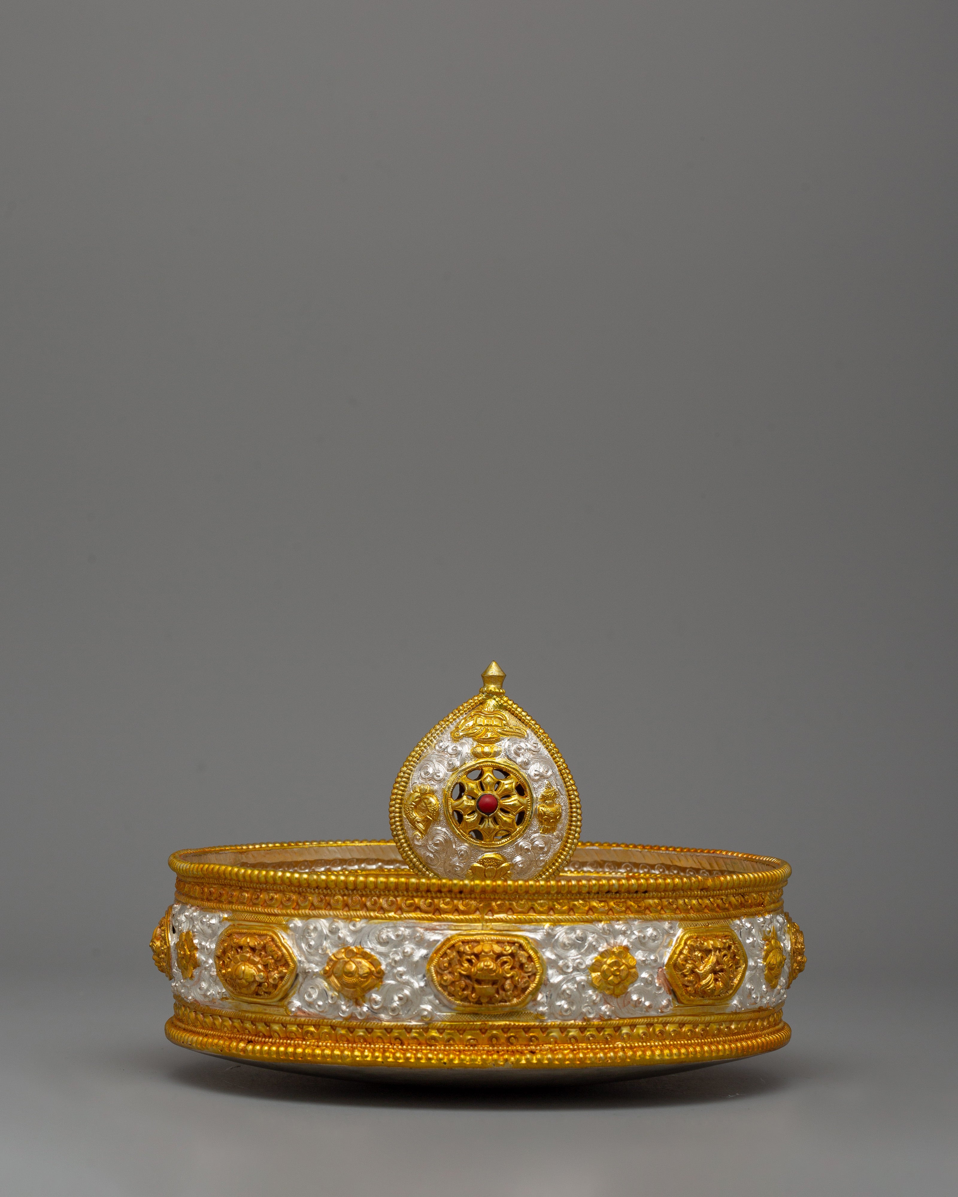 Traditional Mandala Offering Set Artwork |Gold Plated Ritual Craft