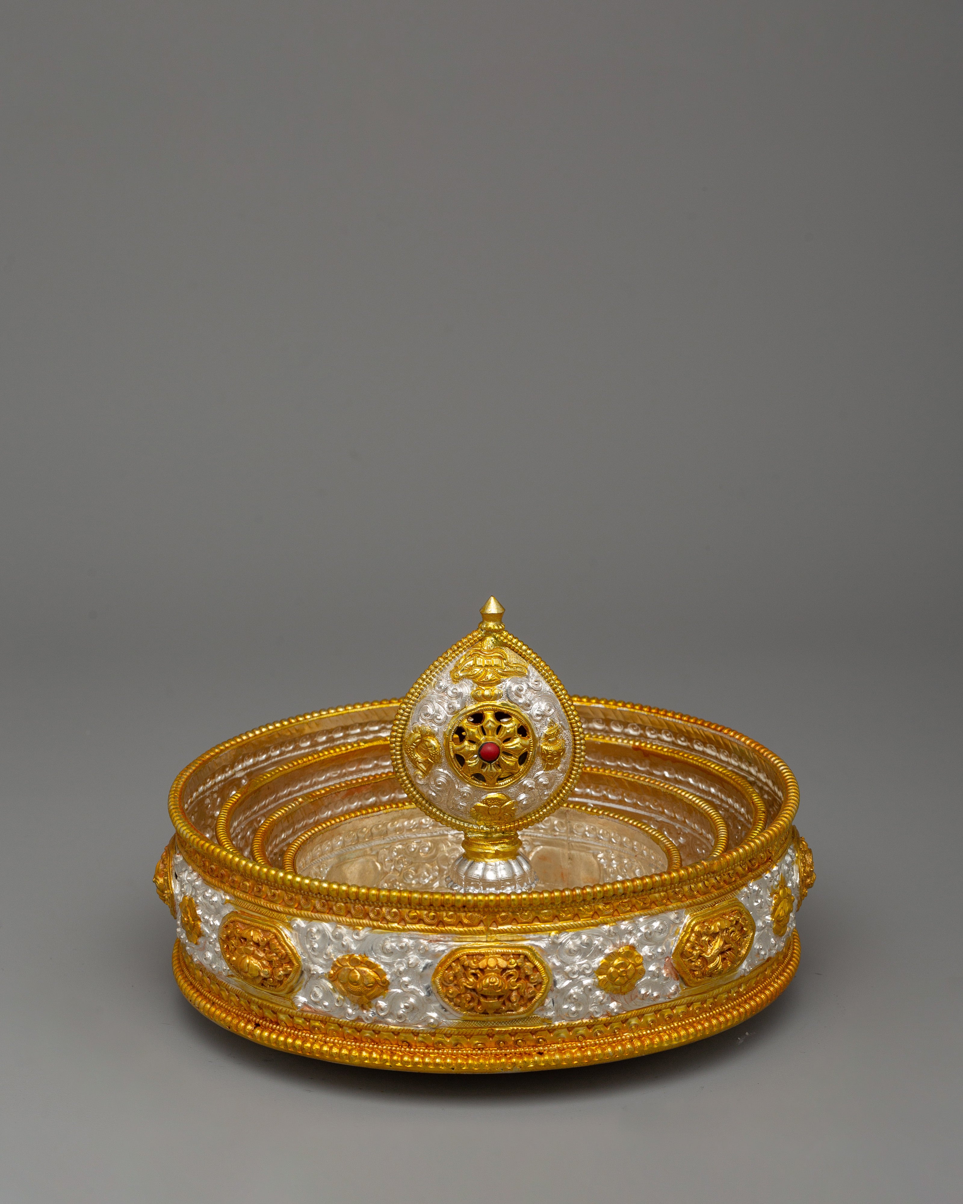 Traditional Mandala Offering Set Artwork |Gold Plated Ritual Craft