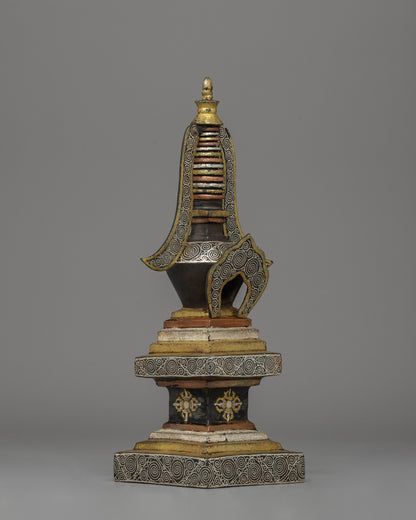 27.5cm Tibetan Dharma Stupa | A Sacred Symbol of Blessings