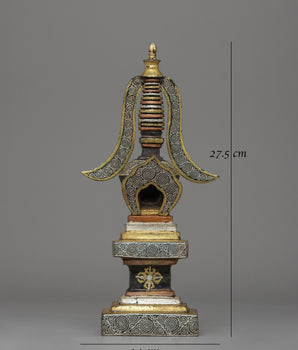 27.5cm Tibetan Dharma Stupa | A Sacred Symbol of Blessings