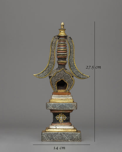 27.5cm Tibetan Dharma Stupa | A Sacred Symbol of Blessings