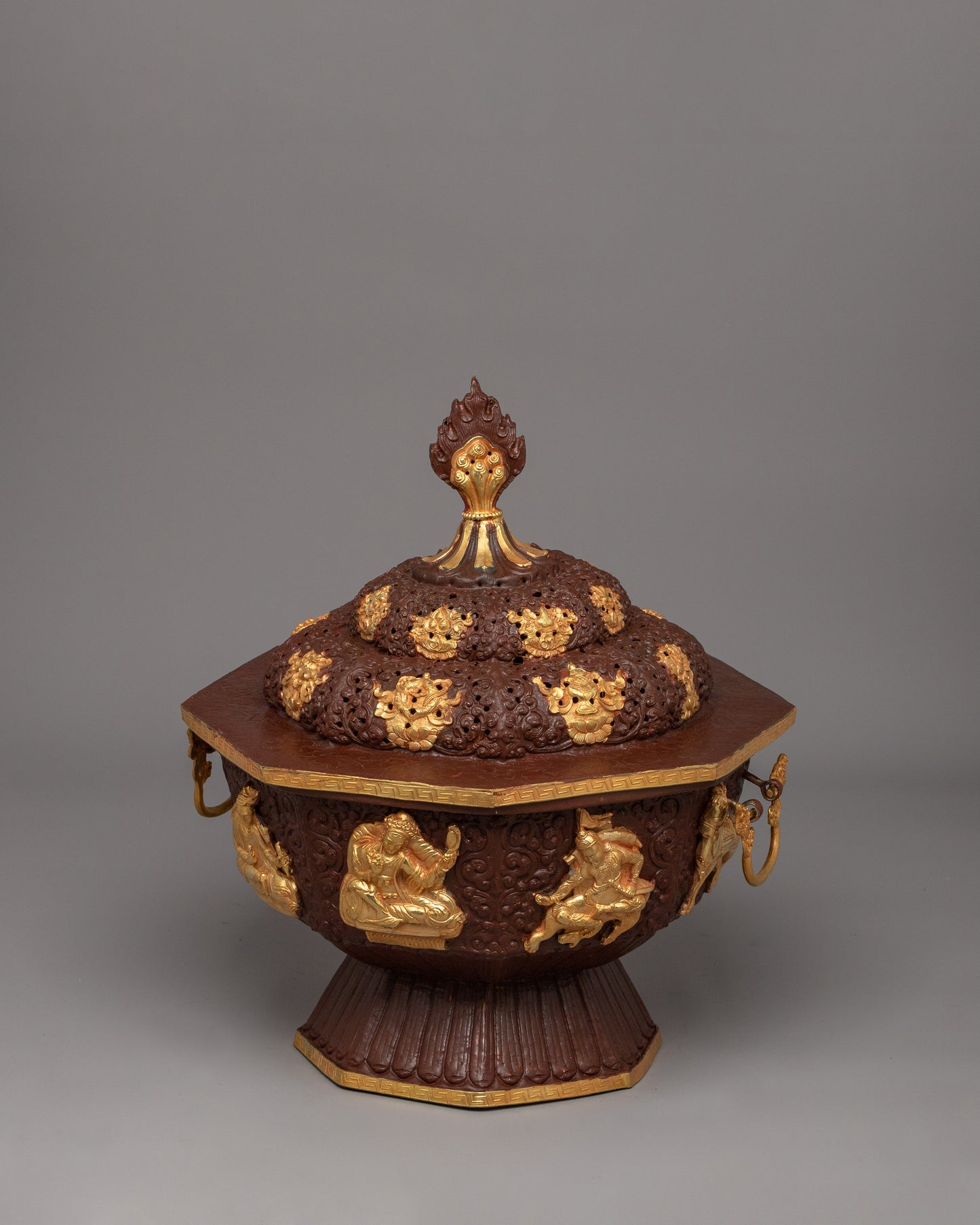 Tibetan Gold-Plated Incense Burner | Sacred Ritual Vessel