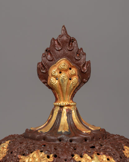 Tibetan Gold-Plated Incense Burner | Sacred Ritual Vessel