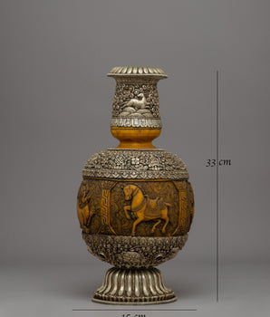 Hand-carved Copper Flower Vase | Elegant Home & Shrine Decor