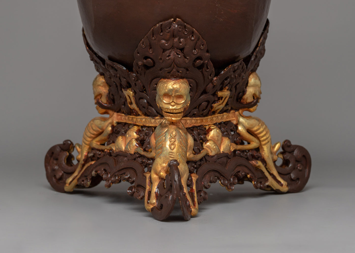 Gold Electroplated Kapala Ritual Vessel | A Sacred Tibetan Offering Bowl