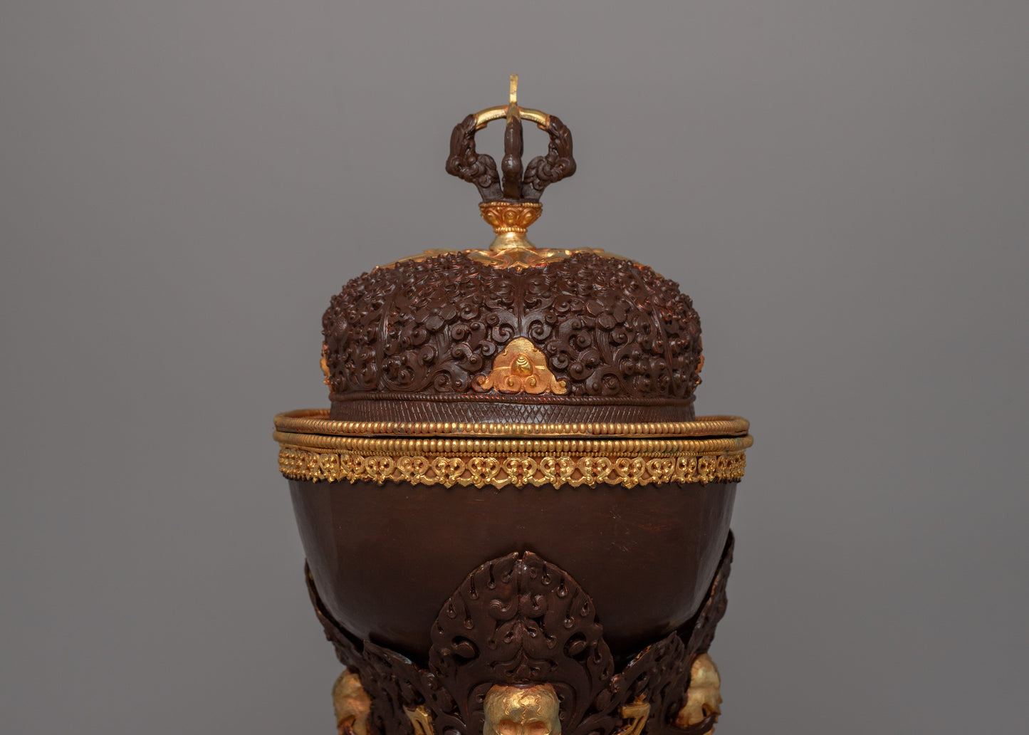 Gold Electroplated Kapala Ritual Vessel | A Sacred Tibetan Offering Bowl